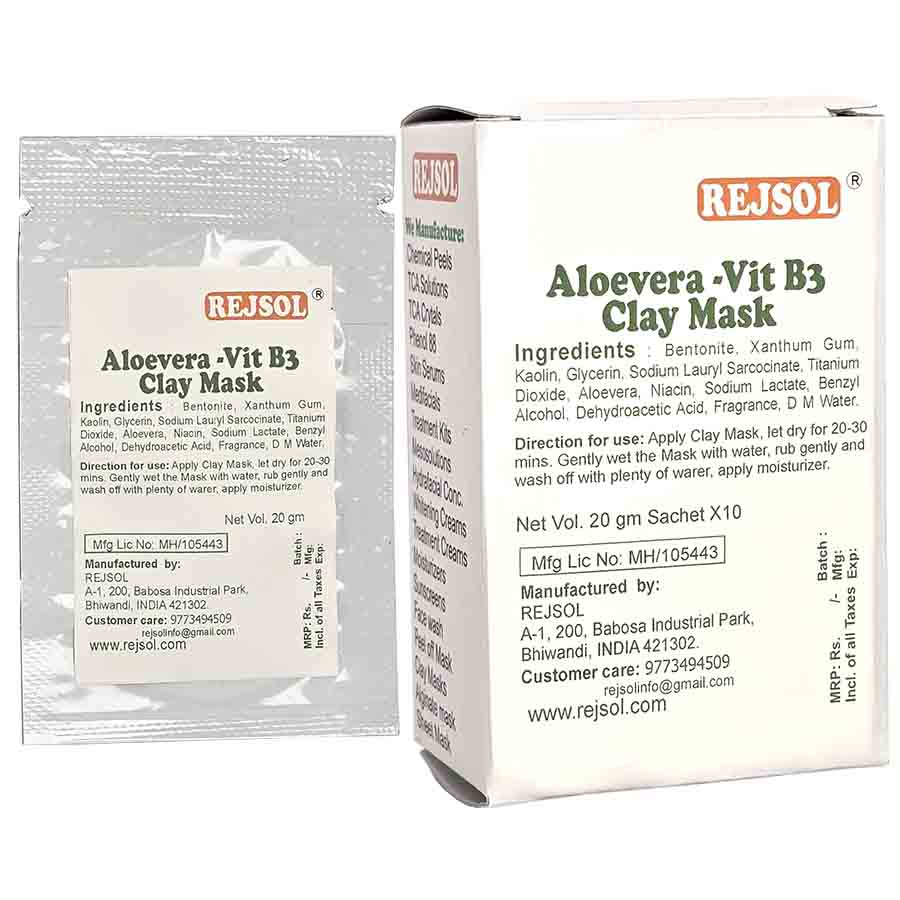 R88 ALOEVERA VIT B3 (Niacinamide) CLAY MASK 20gm sachet * 10pcs in box
