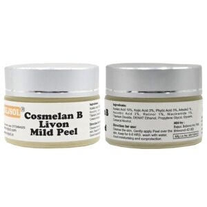 R164 Cosmelan B Livon MILD Peel for for Chemical Peeling. Kept for 8 hrs Professional Use 30ml Azelaic 10%, Kojic 3%, Phytic 3%, Arbutin 2%, Vit C 3%, Retinol 1%, Niacin 1%