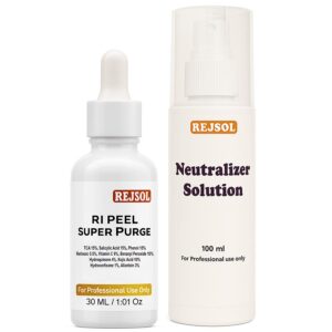 R160 RI PEEL Super Purge for Chemical Peeling. Professional Use 30ml TCA 15%, Sali 15%, Phenol 15%, Retinol 0.5%, Vit C 6%, Benzoyl Peroxide 10%, Hydroquinone 4%, Kojic Acid 10%, Hydrocortisone 1%, Allantoin 3%