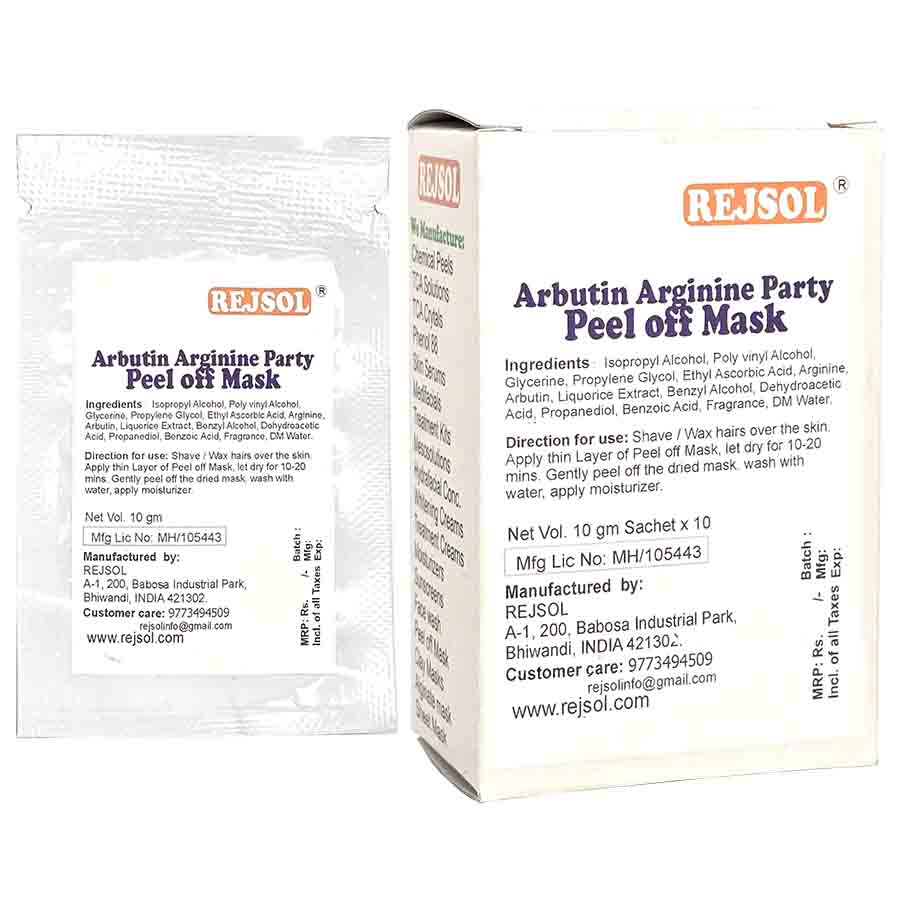 R86 ARBUTIN ARGININE PARTY PEEL OFF MASK 10 GM Sachet 10Nos